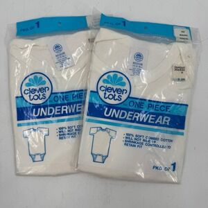 Clever Tots Vintage 1980s Baby One Piece Underwear Medium 20 25 lbs White Cotton